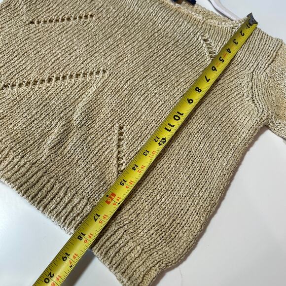 Maria di Ripabianca linen cotton blend sweater Sz 8 beige cropped cutout Italy - Picture 6 of 6